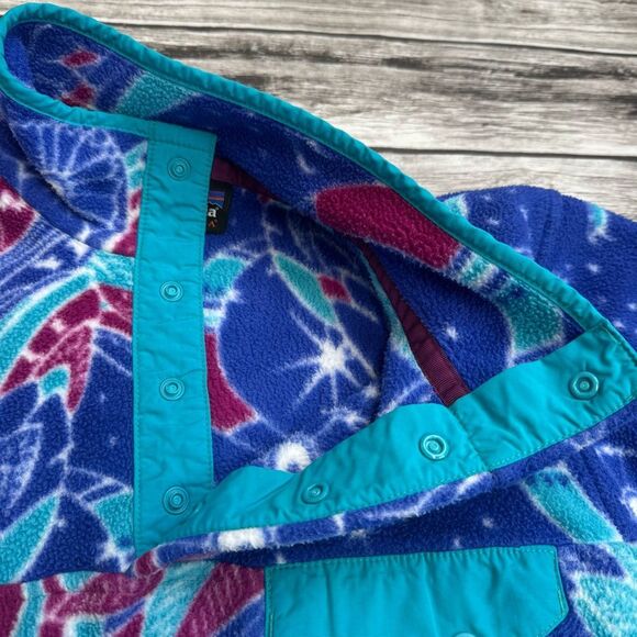 Patagonia Synchilla Snap-T Harvest Moon Blue Owl Fleece S Small Blue Pink Teal - Picture 6 of 11